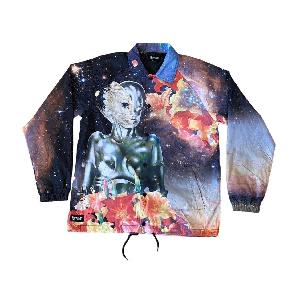 NWOT RIPNDIP Windbreaker Button Up Jacket Galaxy‎ SZ M